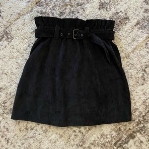 Corduroy Black Belted Skirt
